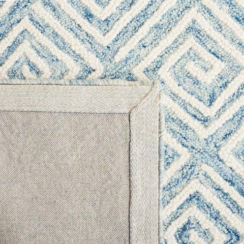 Light Blue & Ivory Hand Tufted Greek Key Motif Area Rug - Rugs - The Well Appointed House