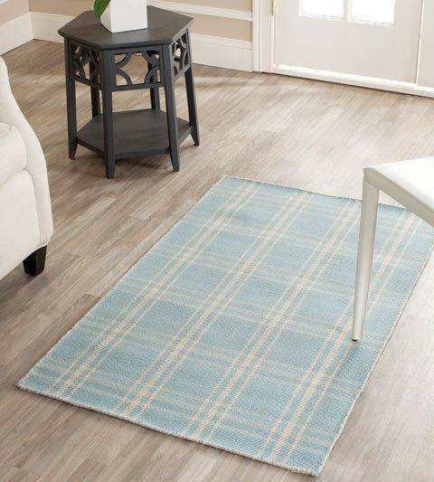 Light Blue & Pale Yellow Plaid Area Rug - Rugs - The Well Appointed House