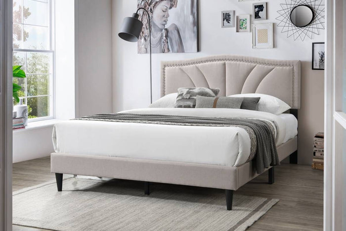 Light Brown Burlap 2 Queen Bed