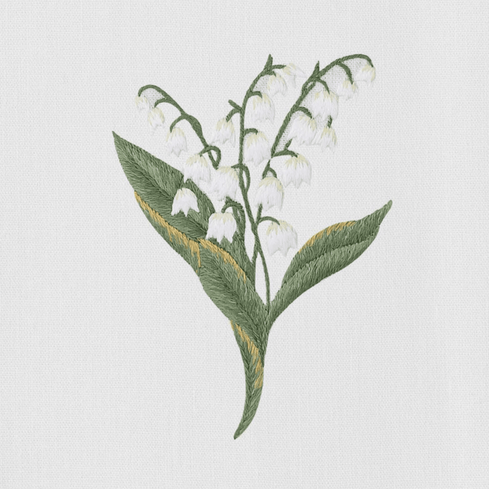 Set of 2 Lily of The Valley Botanical Embroidered Hand Towels - Hand Towels - The Well Appointed House