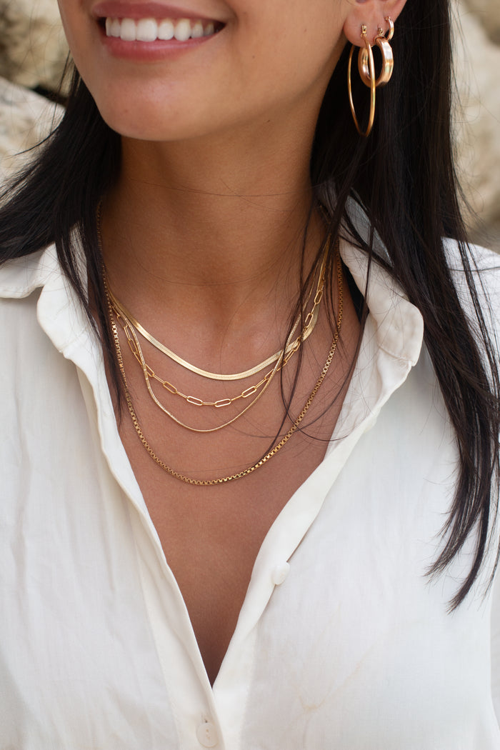 Gold-filled Link Up rolo chain necklace with an adjustable clasp