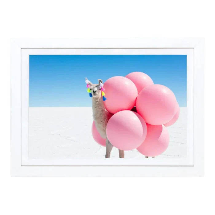 Llama with Pink Balloons and Tassels Mini Framed Print by Gray Malin - Photography - The Well Appointed House
