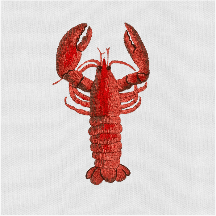 Set of 4 Lobster Design Embroidered Dinner Napkins - Dinner Napkins - The Well Appointed House