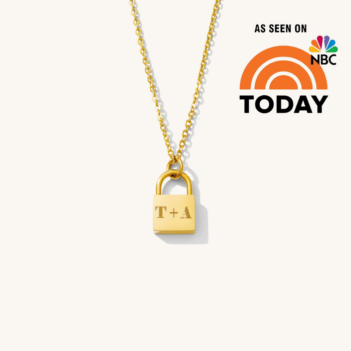 The Love Lock necklace with a timeless engraved lock pendant in gold