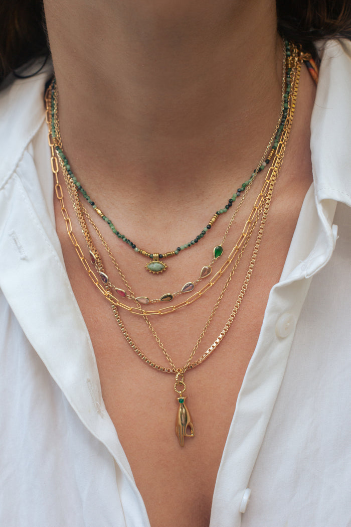 Lyla necklace by Beads by Tara, a gemstone centerpiece made for layering
