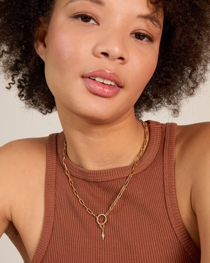 Bryan Anthonys Stories Of You Made Of Lightning Gold Charm Necklace On Model