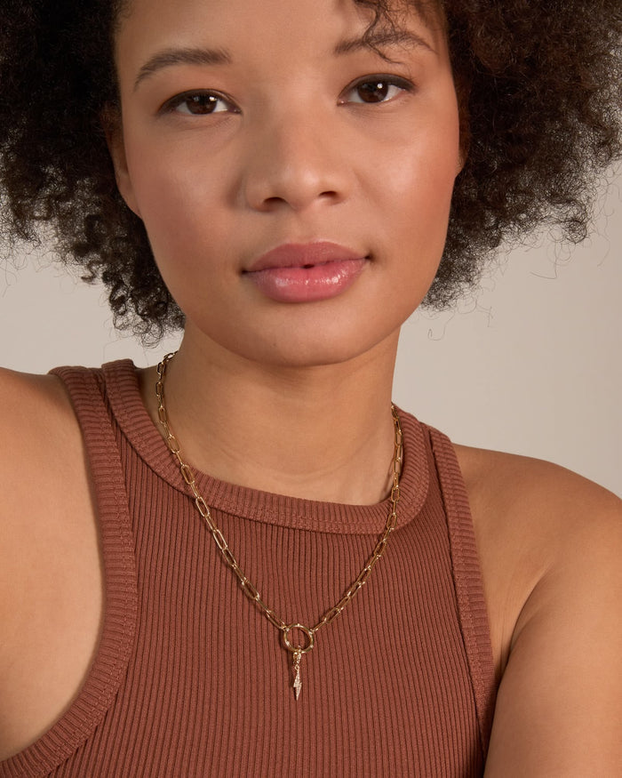 Bryan Anthonys Stories Of You Made Of Lightning Gold Charm Necklace On Model
