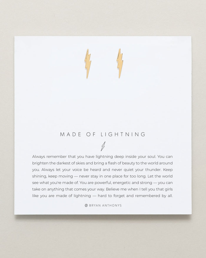 Bryan Anthonys Made Of Lightning Gold Earrings On Card