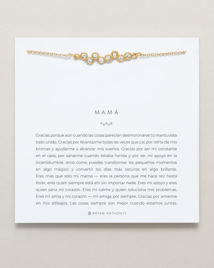 Mamá Necklace (Spanish) on card