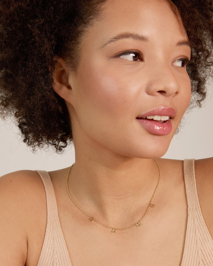 Bryan Anthonys Mama Gold Smooth Necklace On Model