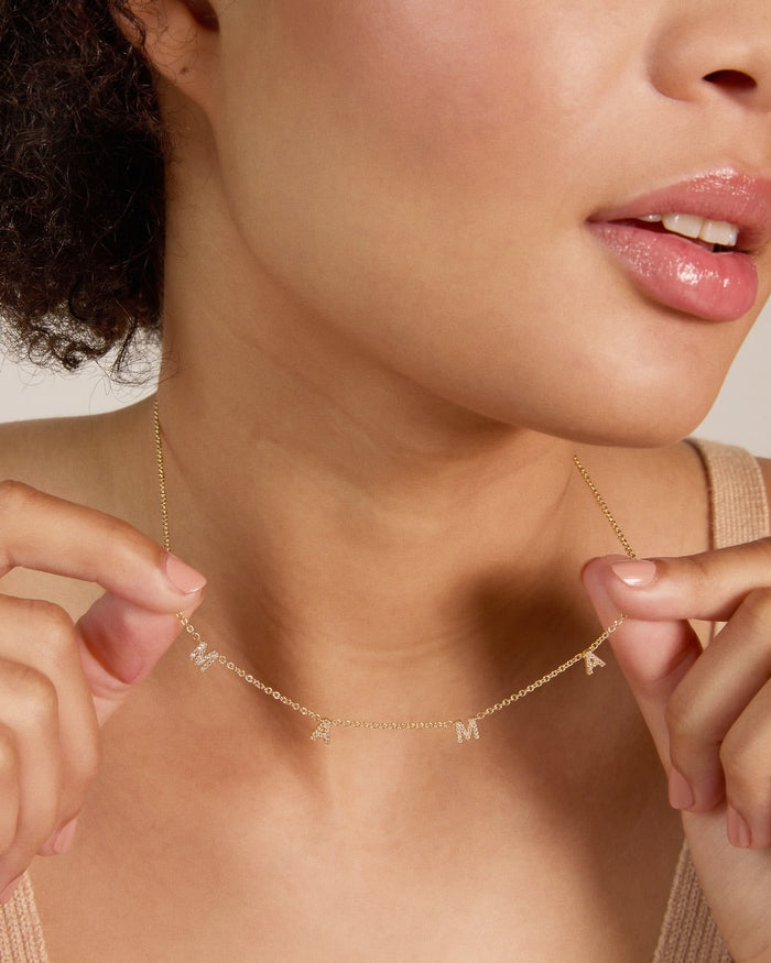 Bryan Anthonys Mama Gold Pave Necklace On Model
