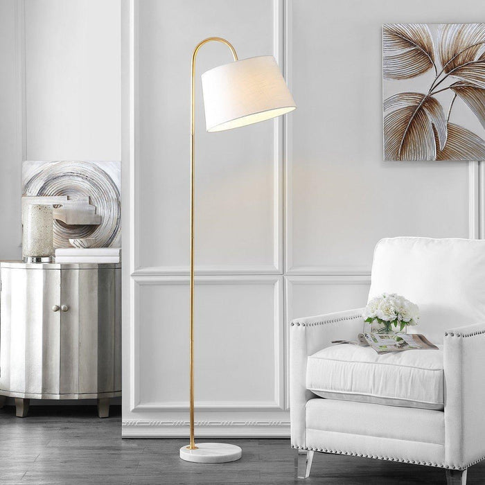 Marble Base & Gold Leaf Curved Floor Lamp - Floor Lamps - The Well Appointed House