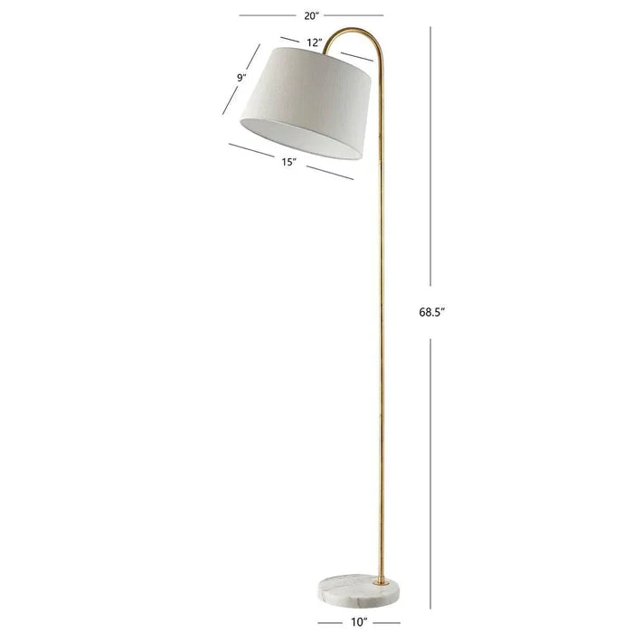 Marble Base & Gold Leaf Curved Floor Lamp - Floor Lamps - The Well Appointed House