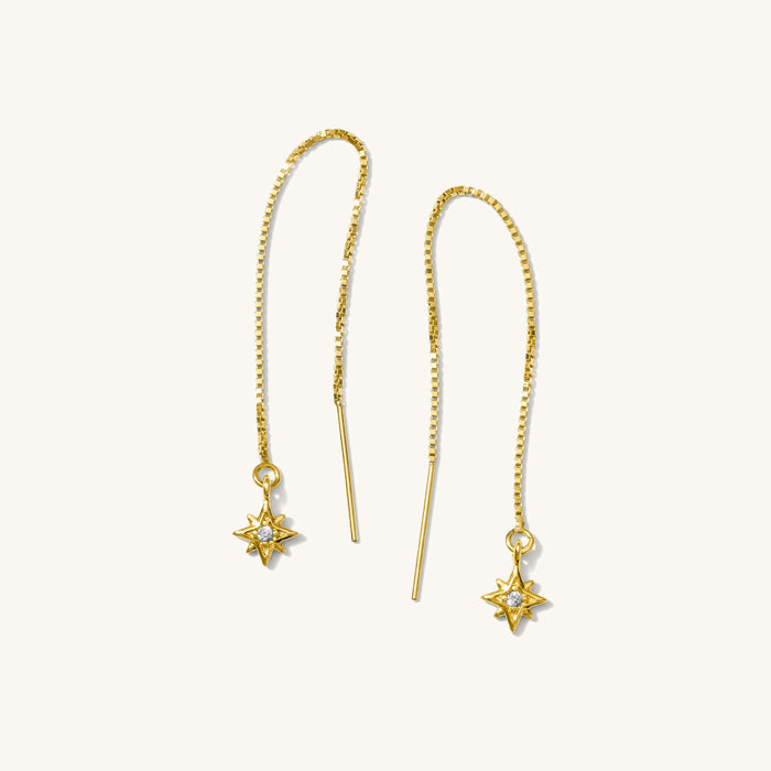 Marguerite starburst threader earrings, delicate enough for every day