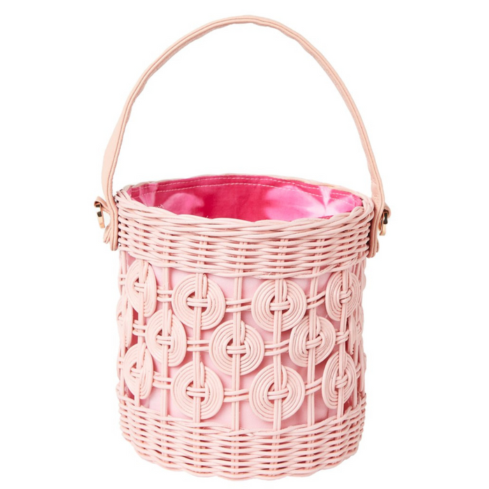 Maribella Wicker Bucket Bag in Pink - The Well Appointed House