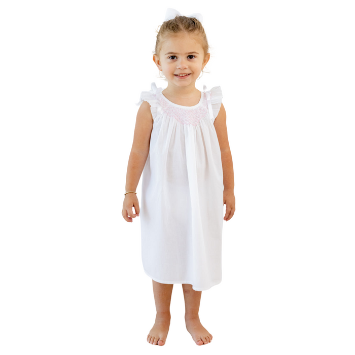 Mathilde White Cotton Smocked Dress - The Well Appointed House