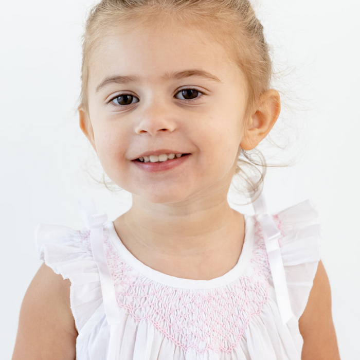 Mathilde White Cotton Smocked Dress - The Well Appointed House