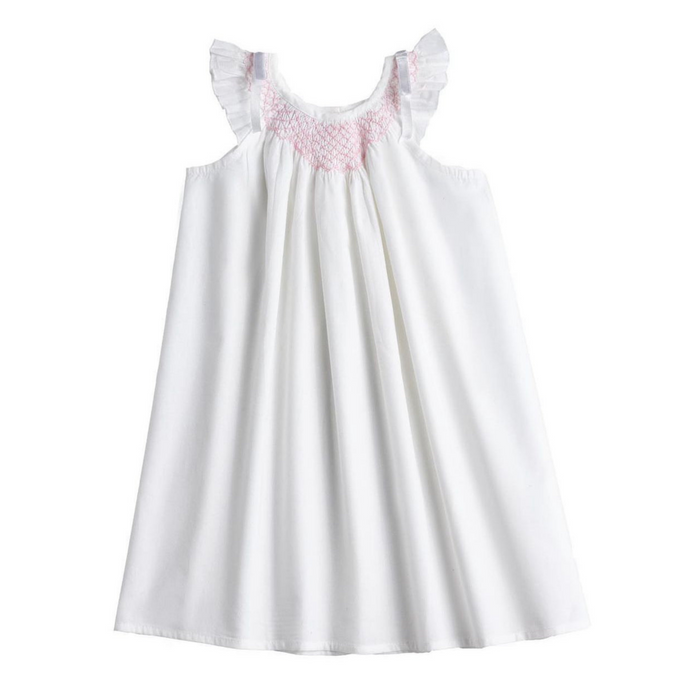 Mathilde White Cotton Smocked Dress - The Well Appointed House