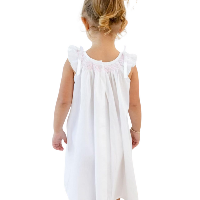 Mathilde White Cotton Smocked Dress - The Well Appointed House