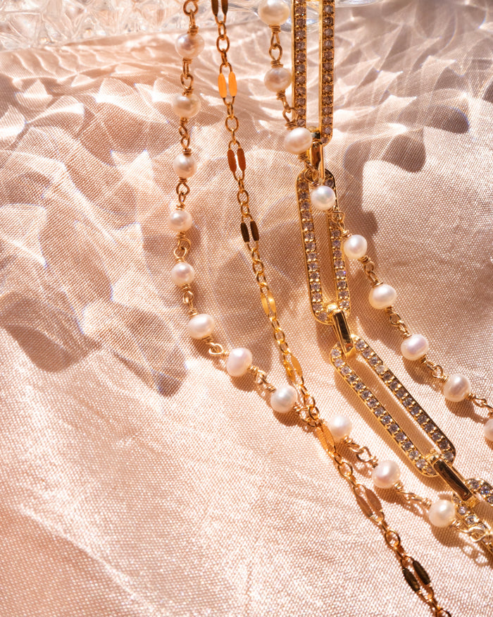 Gold-filled Maui freshwater pearl bracelet styled by Beads by Tara