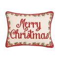 Merry Christmas Medallion Needlepoint Throw Pillow - Christmas Pillows - The Well Appointed House