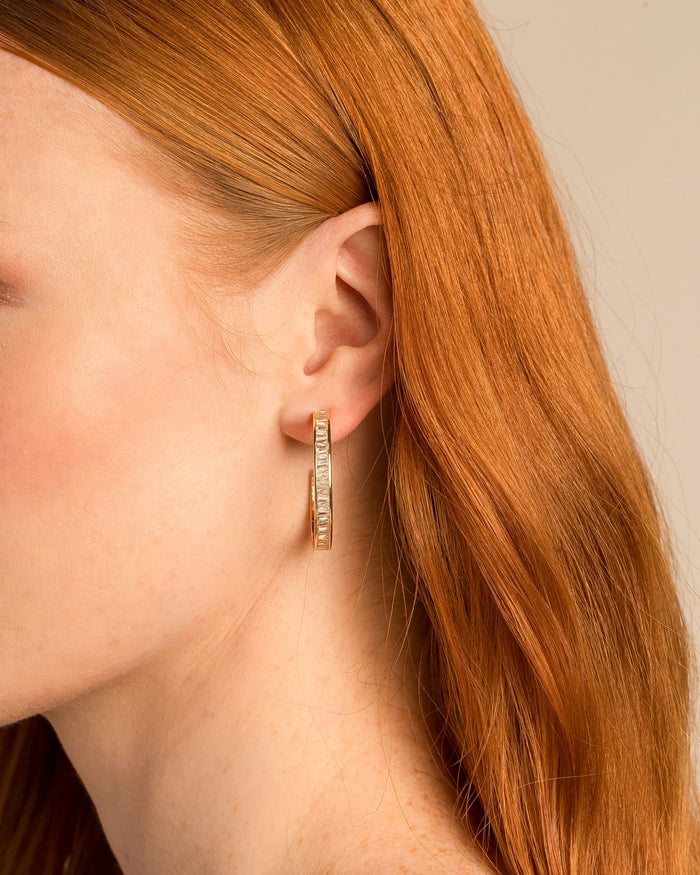 Bryan Anthonys Radiance Collection Baguette Maxi Hoop Earrings On Model