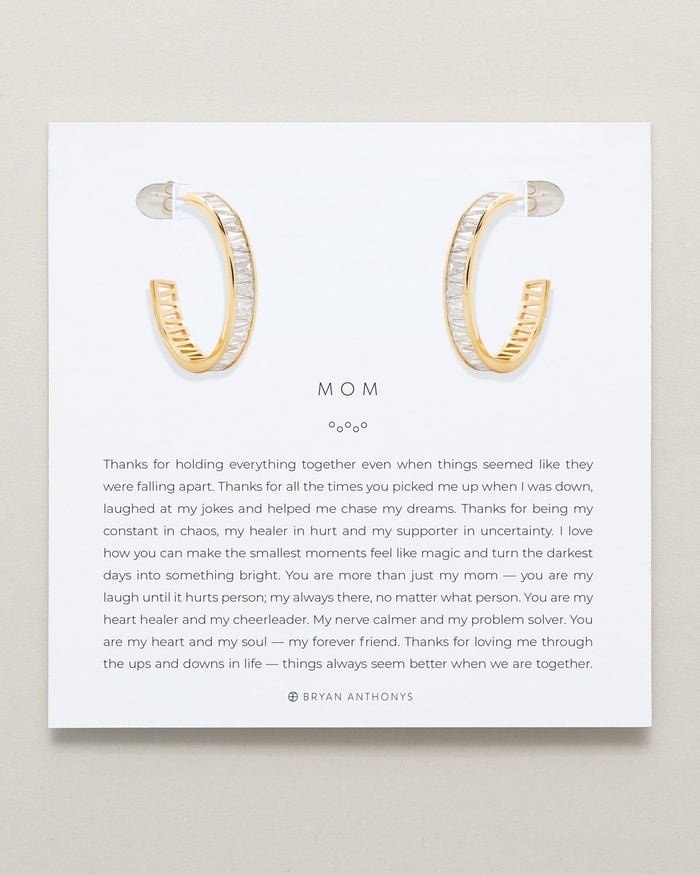 Bryan Anthonys Mom Baguette Midi Hoop Earrings in Gold