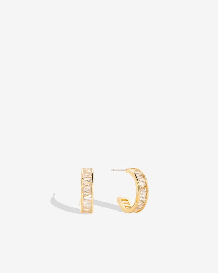 Bryan Anthonys Radiance Collection Baguette Mini Hoop Earrings Gold