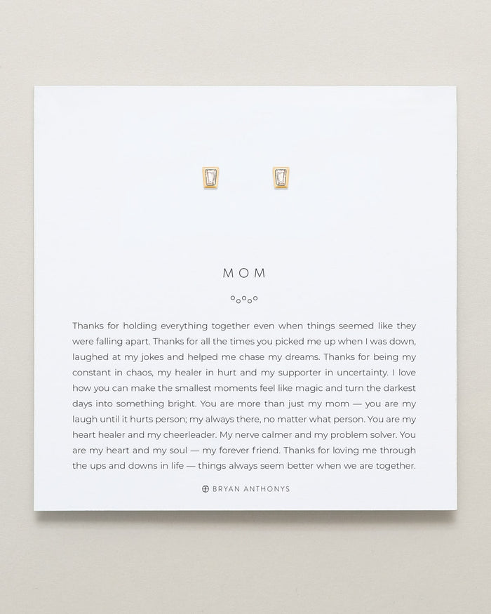 Bryan Anthonys Mom Baguette Stud Earrings Gold On Card