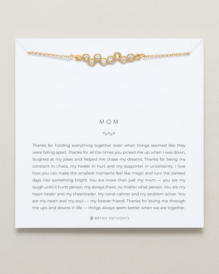 Bryan Anthonys Mom necklace dainty 14k gold crystal