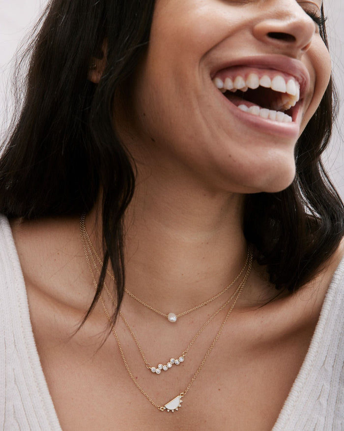 Bryan Anthonys Mom Gold Necklace with crystals on Model