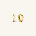 Mother of pearl huggie earrings in 14k gold vermeil with iridescent inlays