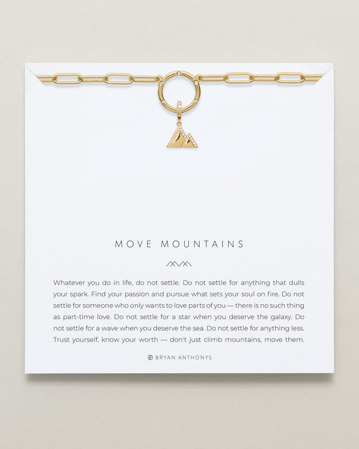 Bryan Anthonys Stories Of You Move Mountains Gold Charm Necklace On Card