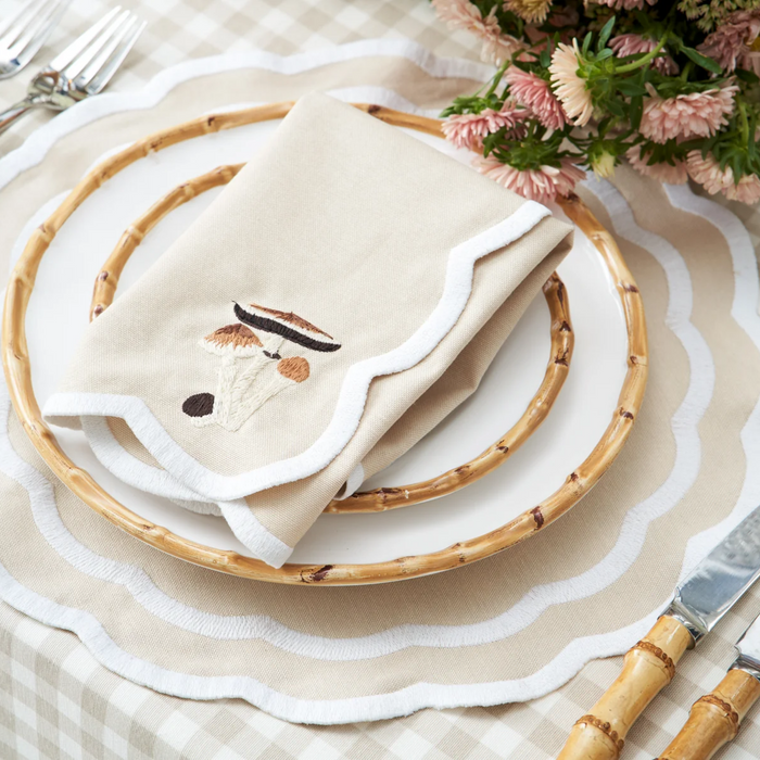 Mushroom Embroidered Placemat & Napkin Set - The Well Appointed House