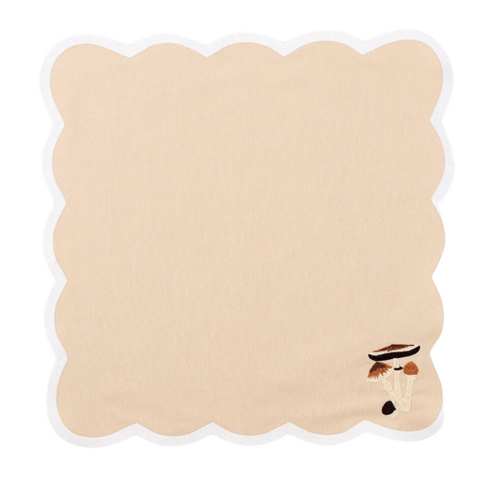 Mushroom Embroidered Placemat & Napkin Set - The Well Appointed House