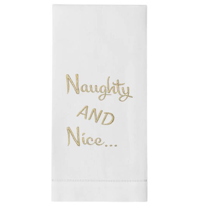 Set of 4 Naughty And Nice Christmas Hand Towels - The Well Appointed House