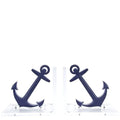 Navy Blue Anchor Nautical Bookends - Bookends - The Well Appointed House