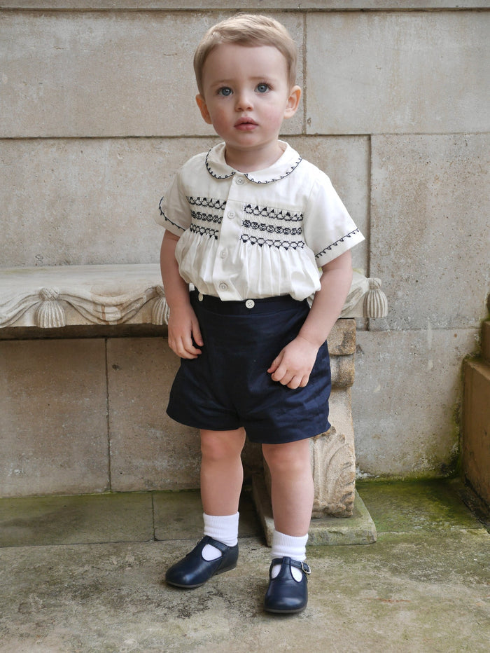 Navy Smocked Set
