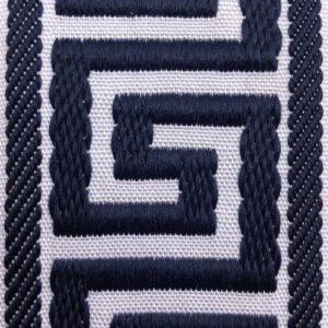 Navy Straight Leg ECO Luggage Rack with 4 White and Navy Greek Key Straps - End of Bed - The Well Appointed House