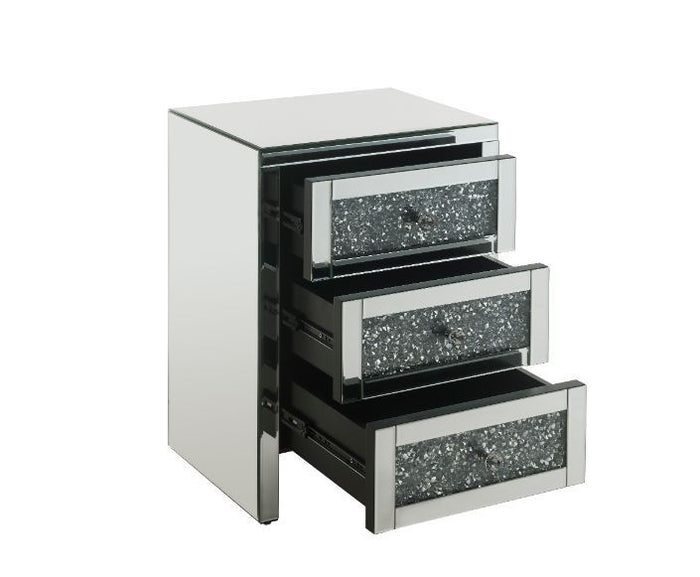 Noralie - 26" Accent Table With Faux Diamonds - Mirrored