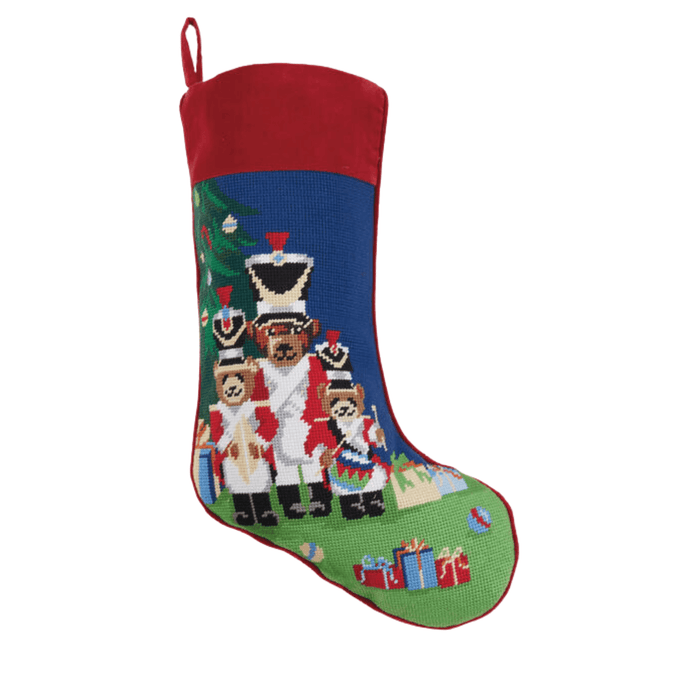 Nutcracker Soldier Bears Embroidered Christmas Stocking - Christmas Stockings - The Well Appointed House