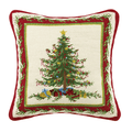 Old Fashioned Christmas Tree Needlepoint Throw Pillow - Christmas Pillows - The Well Appointed House