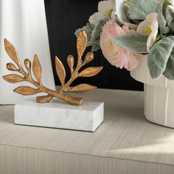 Art Decor Olive Branch Statue in Gold Leaf - Decorative Objects - The Well Appointed House