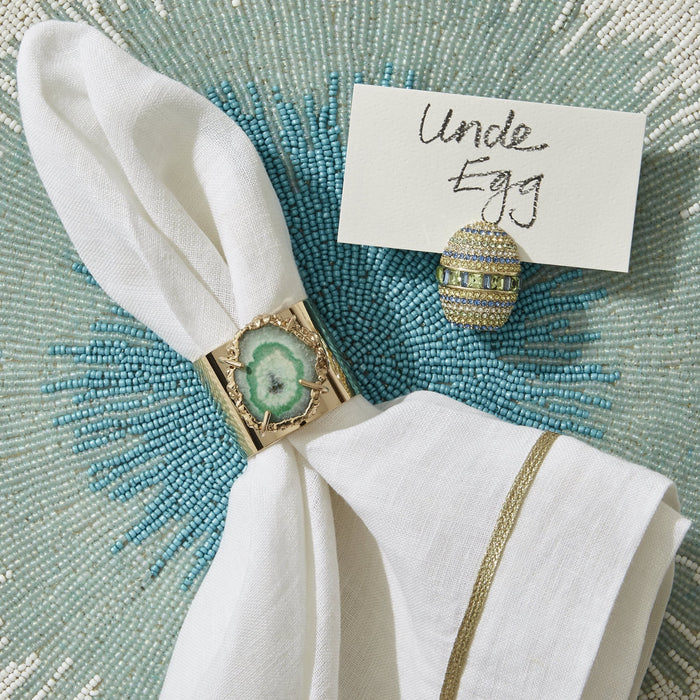 Ombre Hand Beaded Placemat, Turquoise - The Well Appointed House