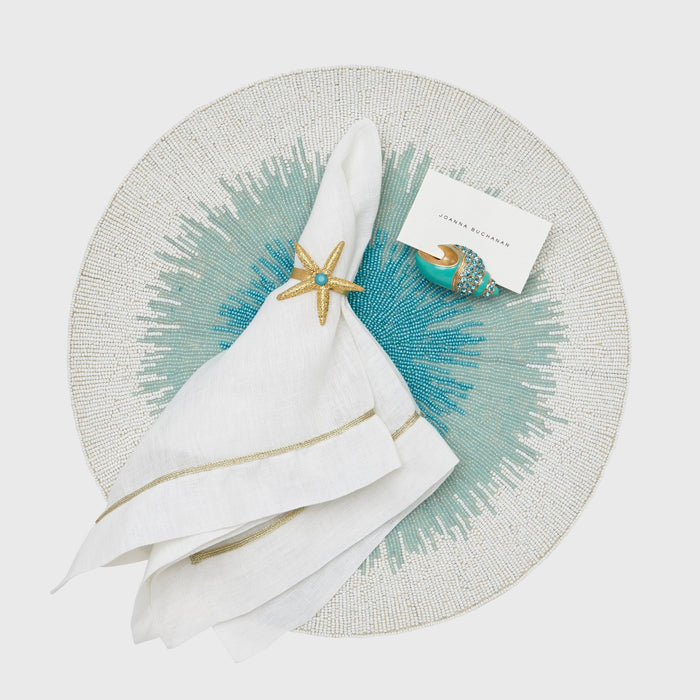 Ombre Hand Beaded Placemat, Turquoise - The Well Appointed House