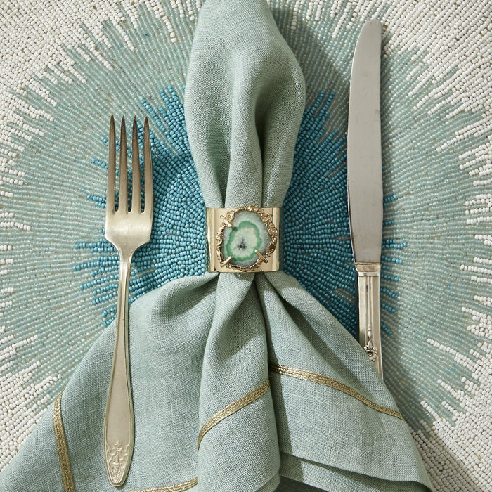 Ombre Hand Beaded Placemat, Turquoise - The Well Appointed House