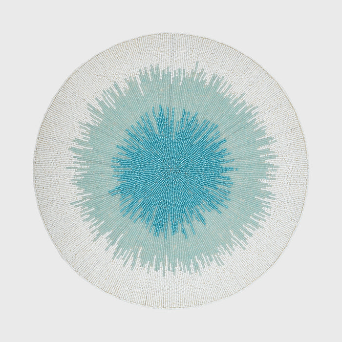 Ombre Hand Beaded Placemat, Turquoise - The Well Appointed House