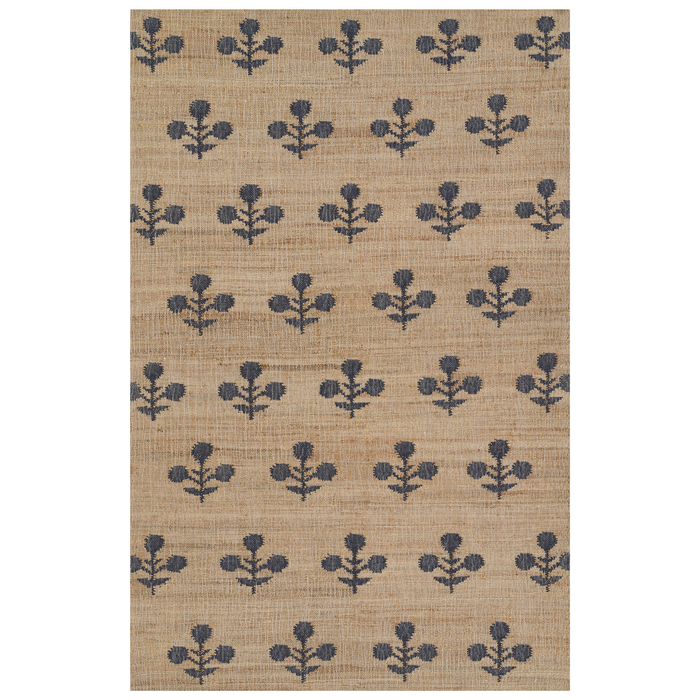 Orchard Bloom Blue Hand Woven Wool and Jute Area Rug - The Well Appointed House