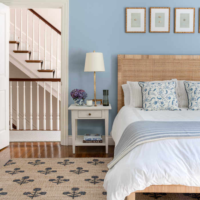 Orchard Bloom Blue Hand Woven Wool and Jute Area Rug - The Well Appointed House