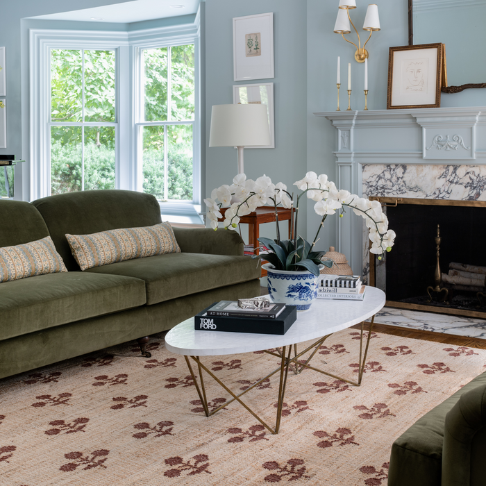 Orchard Bloom Rust Hand Woven Wool and Jute Area Rug - The Well Appointed House